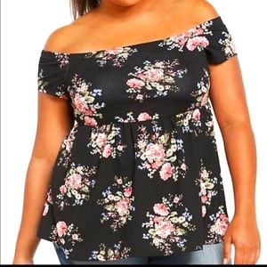 🖤 Torrid black floral off the shoulder top